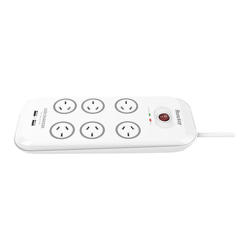 Huntkey 6-Outlet Power Strip with Dual USB Charging Ports and Surge Protection (SAC607)