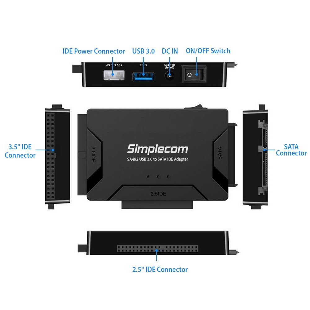 Simplecom SA492 USB 3.0 Multi-Interface SATA and IDE Adapter with Power Supply