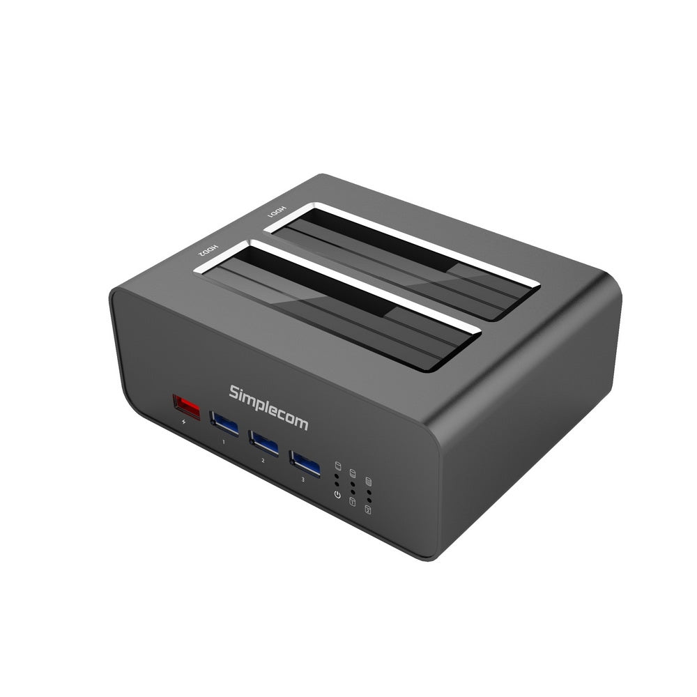 Dual Bay Aluminium SATA Docking Station with USB 3.0 Hub and Fast Charger