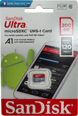 SanDisk Ultra 200GB Micro SDXC UHS-I Memory Card with 120MB/s Speed, A1 Class