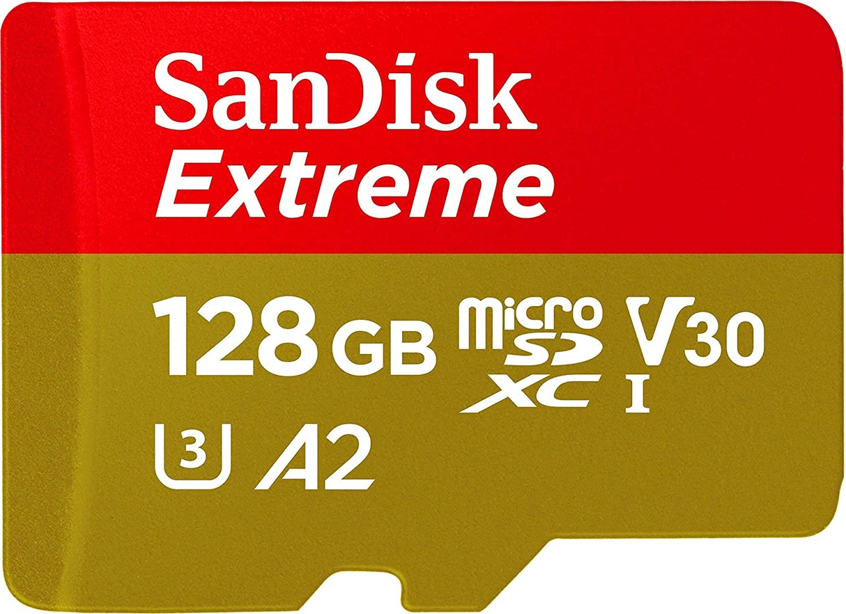 SanDisk Extreme 128GB MicroSDXC A2 V30 UHS-I Memory Card - 160MB/s Read, 90MB/s Write, No SD Adapter