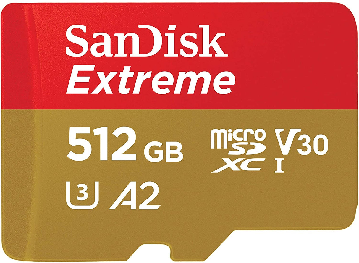 SanDisk 512GB Extreme A2 V30 MicroSDXC Card - UHS-I/U3, No Adapter Included