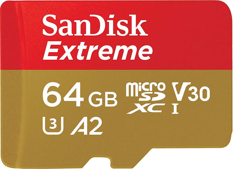 SanDisk Extreme 64GB MicroSDXC UHS-I Card - A2 V30 Speed Class, No SD Adapter Included