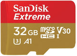 SanDisk 32GB Extreme A1 V30 Micro SDHC Card - UHS-I/U3, 100MB/s, No Adapter Included