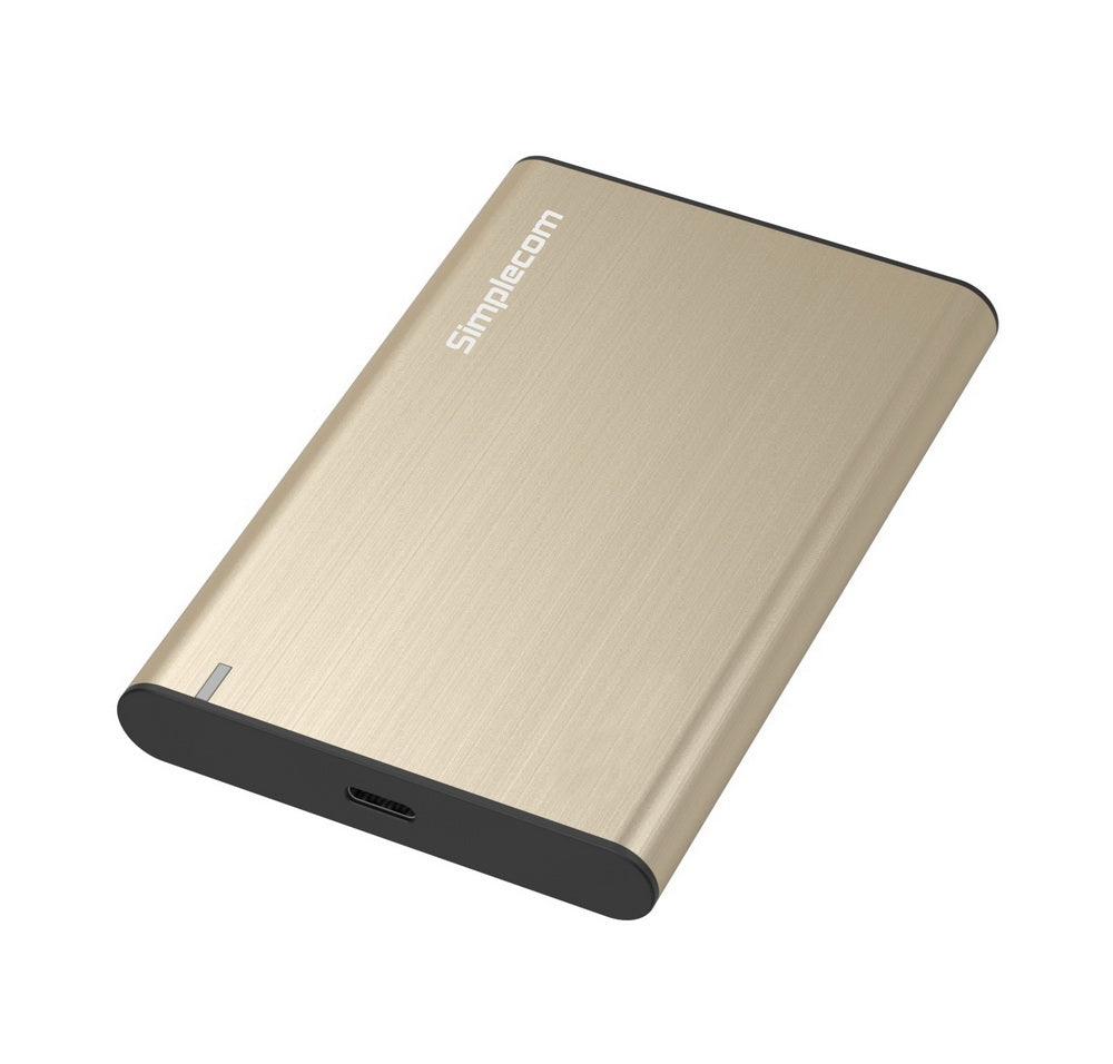 Stylish Gold Aluminium 2.5'' SATA HDD/SSD USB 3.1 Enclosure by Simplecom SE221