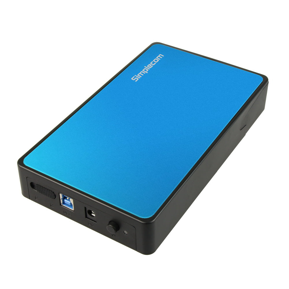 Simplecom SE325 Quick Install 3.5" SATA HDD to USB 3.0 External Hard Drive Enclosure - Blue