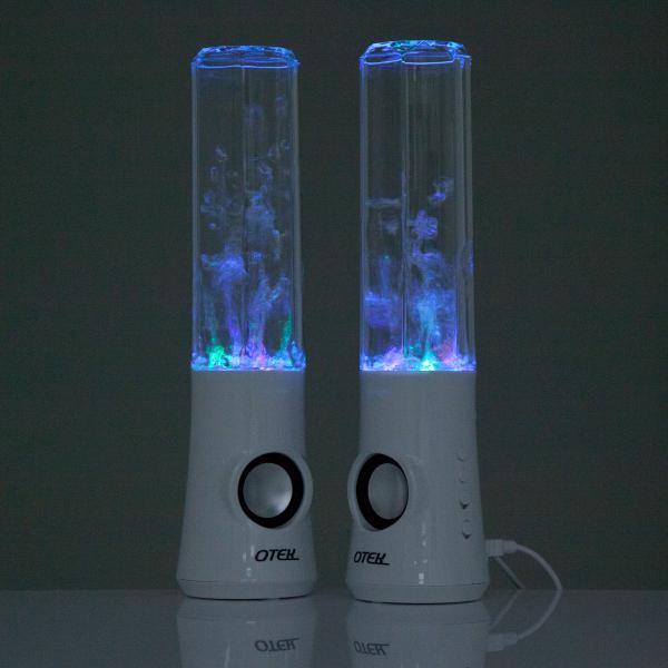 LED Water Fountain Speakers with Dance Effect - USB Powered for PC, iPhone & iPod (White)