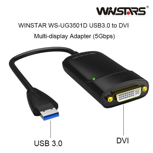 Winstar USB3.0 DVI Multi-Monitor Adapter (5Gbps) for Full HD Displays