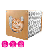 Retro Cozy Cat Hideaway with Waterproof Mattress - 39 x 47 x 38cm