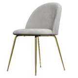 Elegant Grey Velvet Dining Chairs with Gold Legs - Set of 2