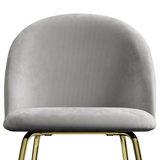 Elegant Grey Velvet Dining Chairs with Gold Legs - Set of 2