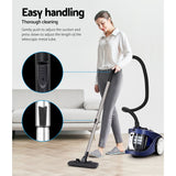 Devanti 2200W Bagless Cyclonic Vacuum Cleaner for Home, Office, and Car - Sleek Blue Design