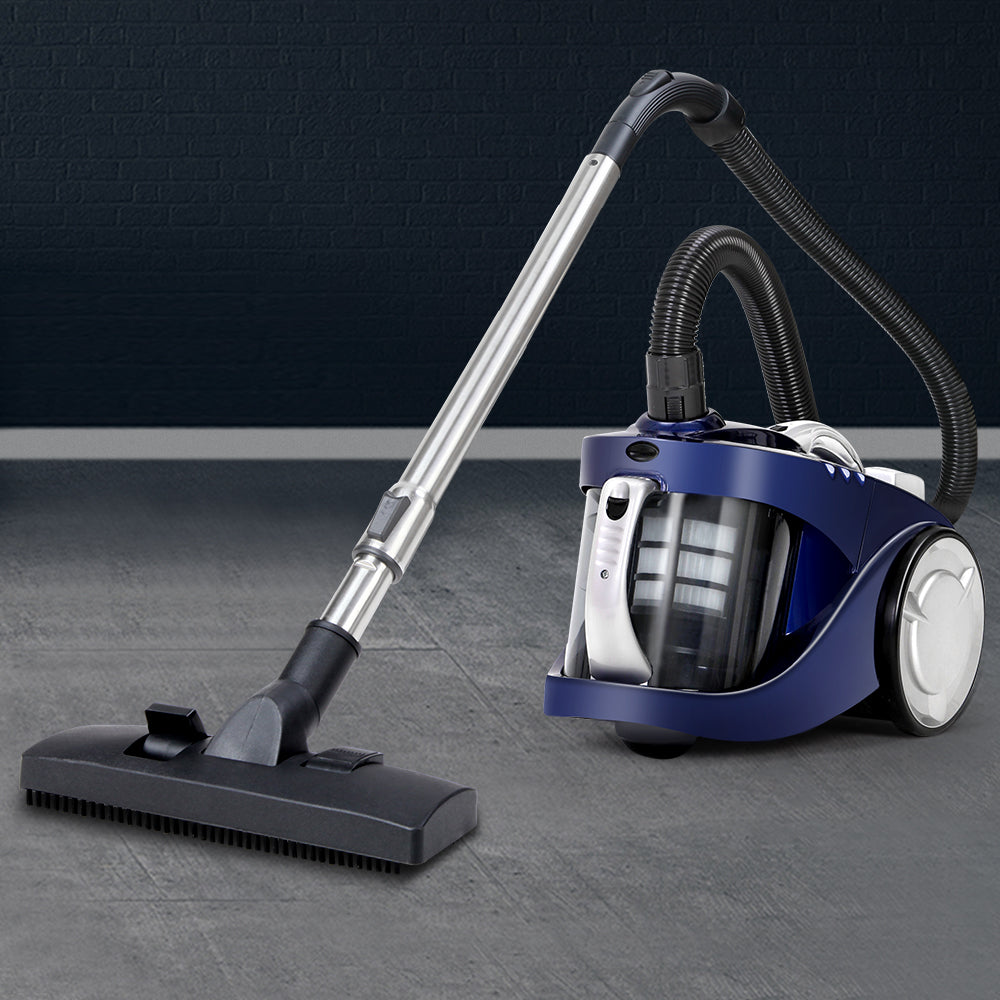 Devanti 2200W Bagless Cyclonic Vacuum Cleaner for Home, Office, and Car - Sleek Blue Design