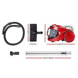 Devanti 2200W Cyclonic Bagless Vacuum Cleaner with HEPA Filter for Home and Office - Red