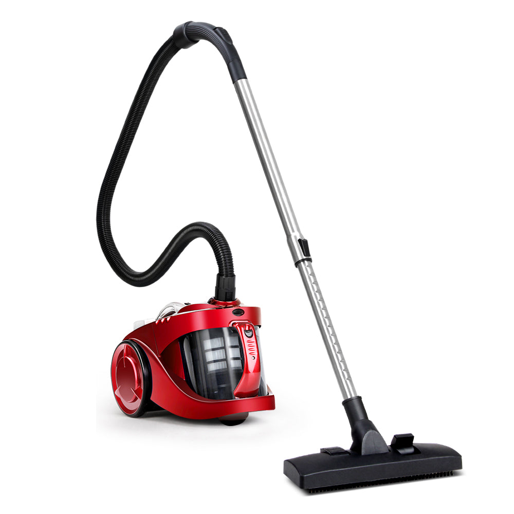 Devanti 2200W Cyclonic Bagless Vacuum Cleaner with HEPA Filter for Home and Office - Red