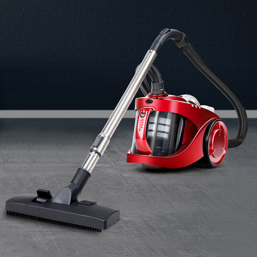 Devanti 2200W Cyclonic Bagless Vacuum Cleaner with HEPA Filter for Home and Office - Red