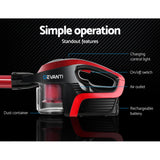 Devanti Cordless 2-in-1 Stick and Hand Vacuum Cleaner - Black and Red - 45-Degree Angle