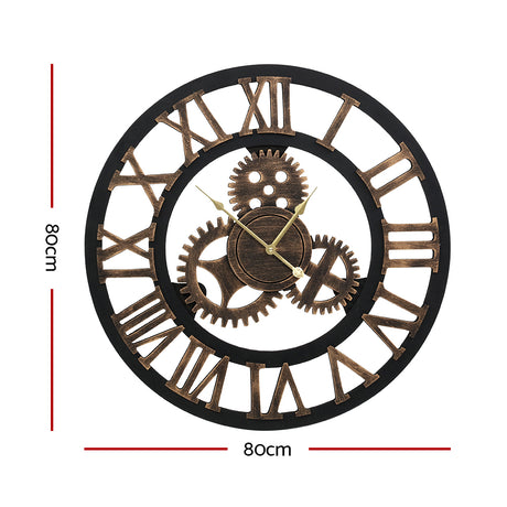 Oversized 80CM Retro Steampunk Wall Clock - Artistic Metal Decor by Artiss