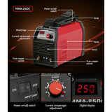 Giantz 250A Portable Inverter Welder - MMA ARC DC IGBT Welding Machine with Accessories - 45-Degree Angle