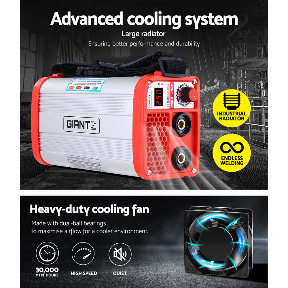 Giantz 280A Portable IGBT DC Inverter MMA Arc Welder with Advanced Cooling System