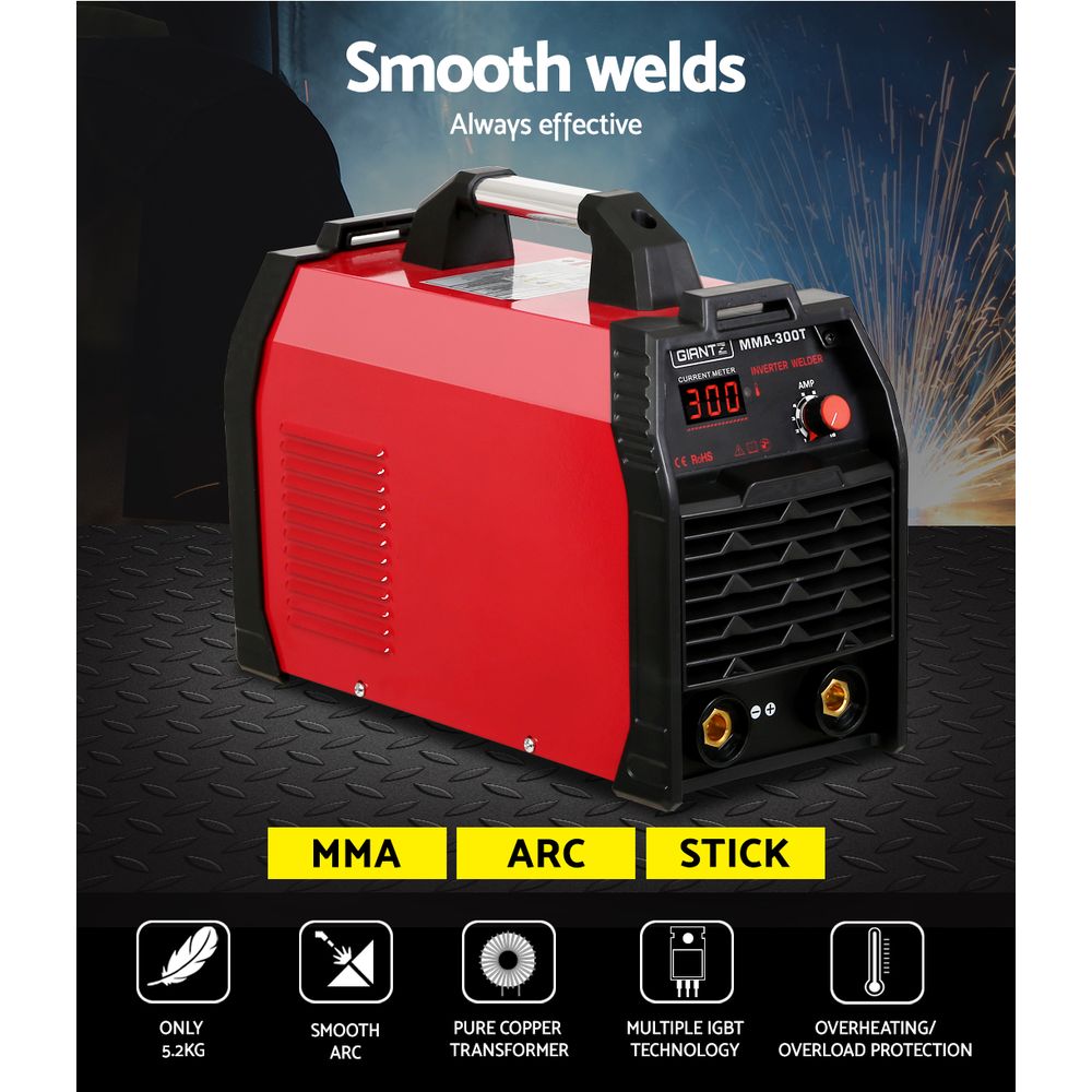 Giantz 300A Portable IGBT DC Inverter MMA ARC Welding Machine with Digital Display and Advanced Cooling System