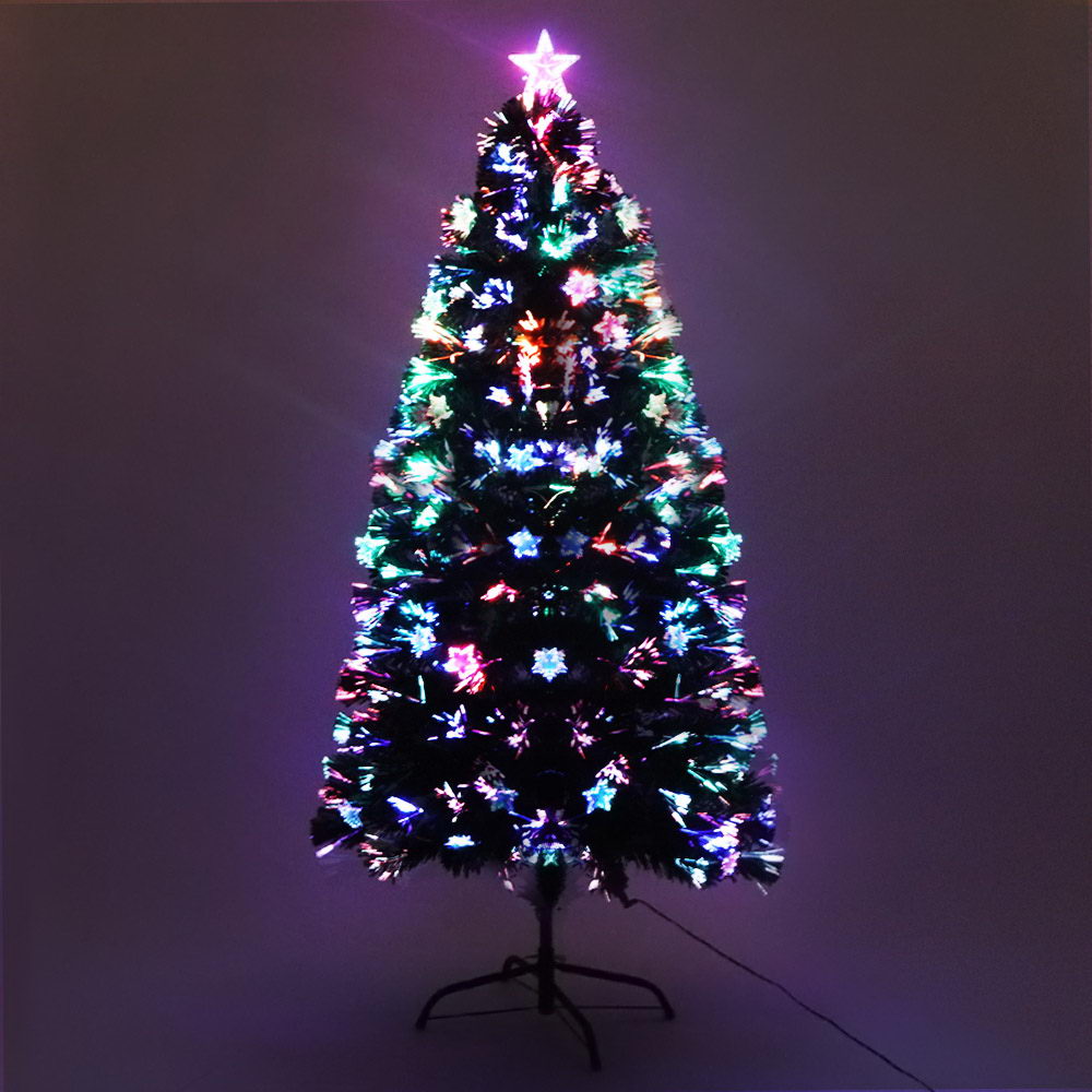 Vibrant 4FT LED Optic Fiber Christmas Tree with Multi-Colored Lights and Twinkling Stars