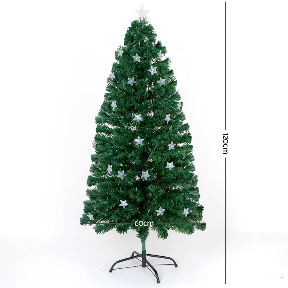 Vibrant 4FT LED Optic Fiber Christmas Tree with Multi-Colored Lights and Twinkling Stars