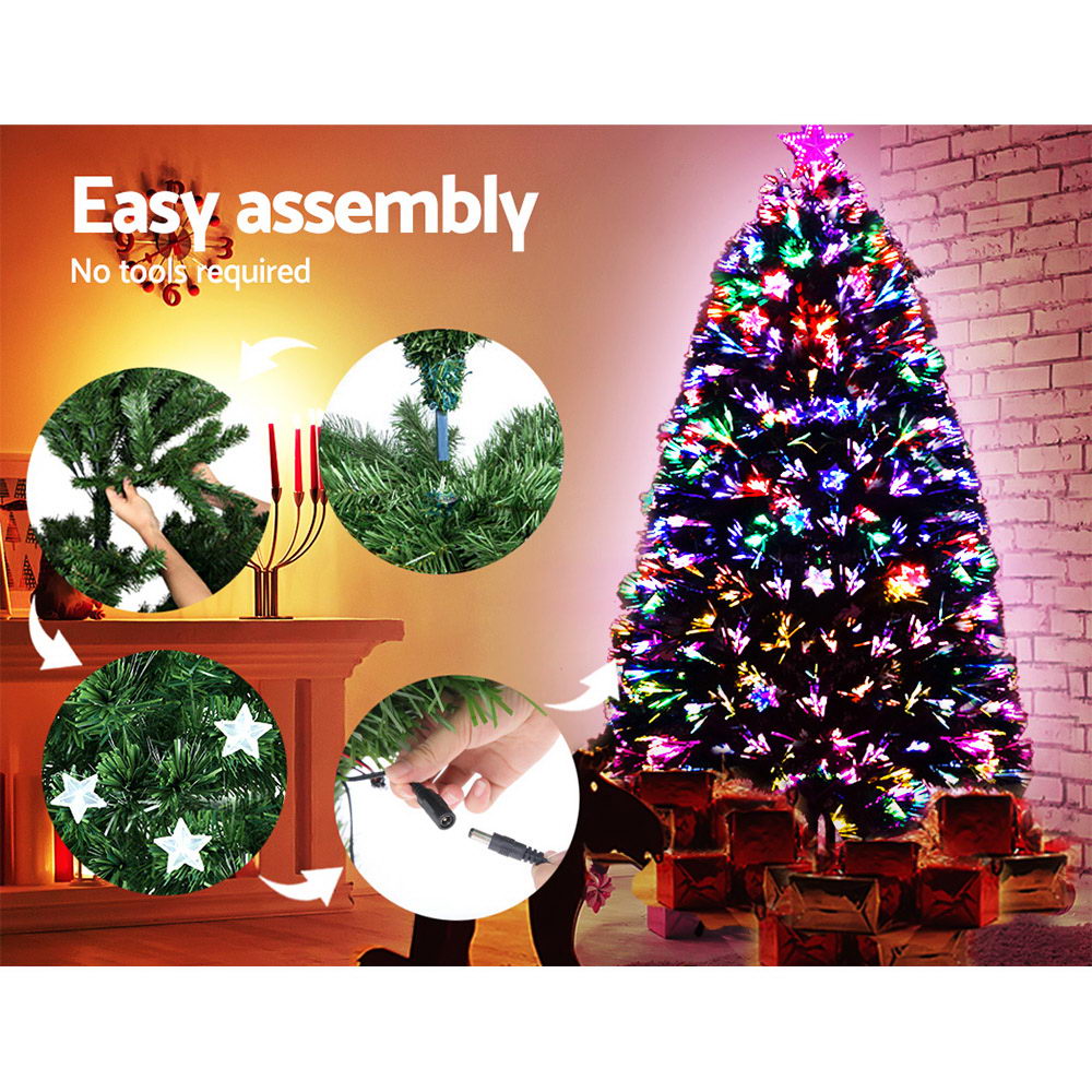 Vibrant 4FT LED Optic Fiber Christmas Tree with Multi-Colored Lights and Twinkling Stars