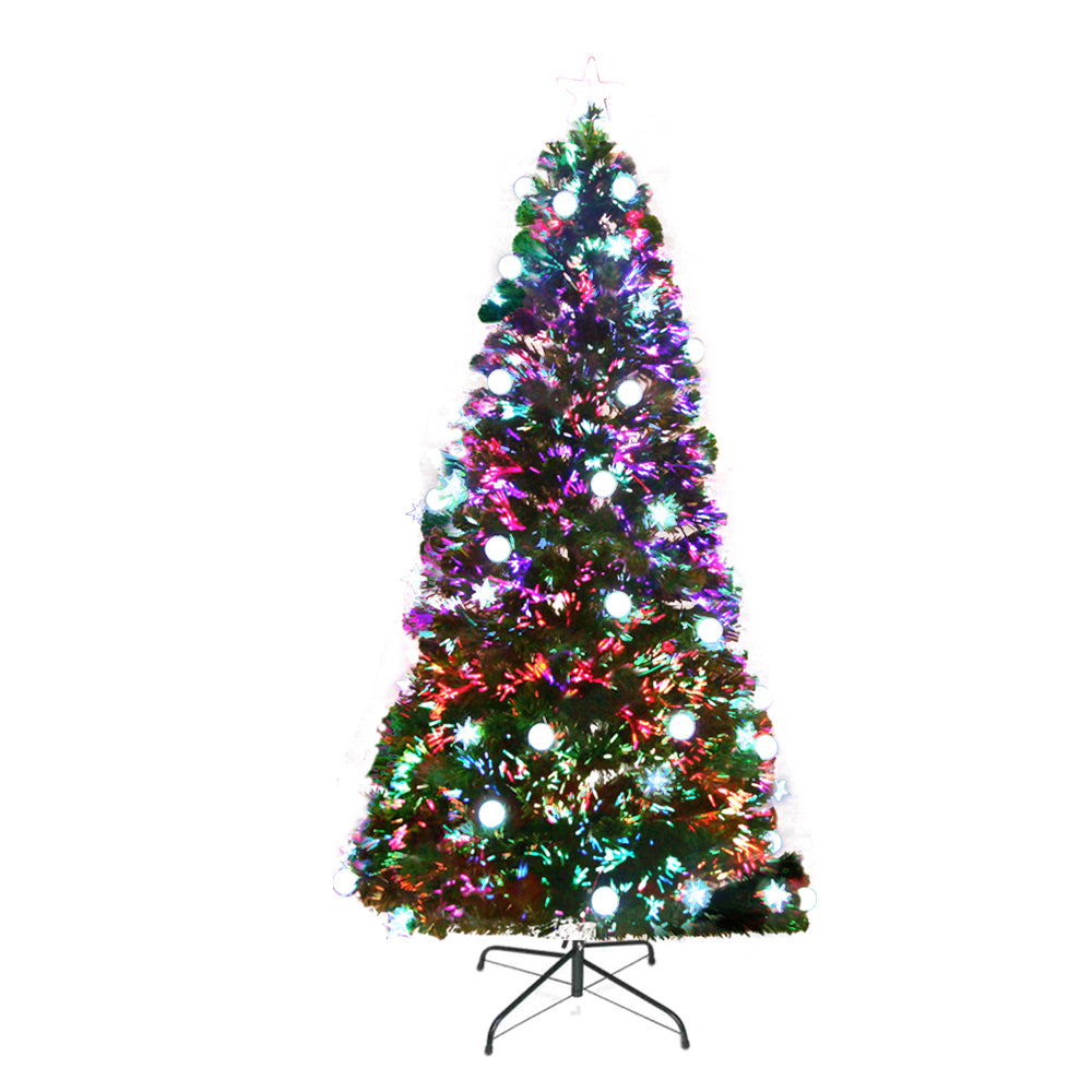 Jingle Jollys 6FT Light-Up Christmas Tree with Color-Changing LED Fiber Optics