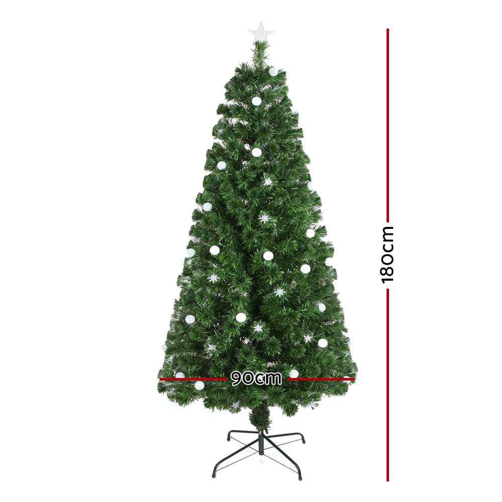 Jingle Jollys 6FT Light-Up Christmas Tree with Color-Changing LED Fiber Optics