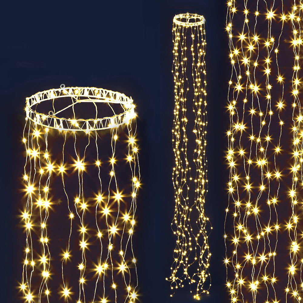 Captivating 3M LED Waterfall Fairy Lights with 480 Warm White Bulbs for Festive Celebrations