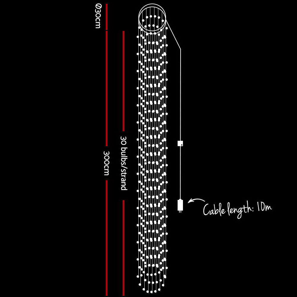 Captivating 3M LED Waterfall Fairy Lights with 480 Warm White Bulbs for Festive Celebrations