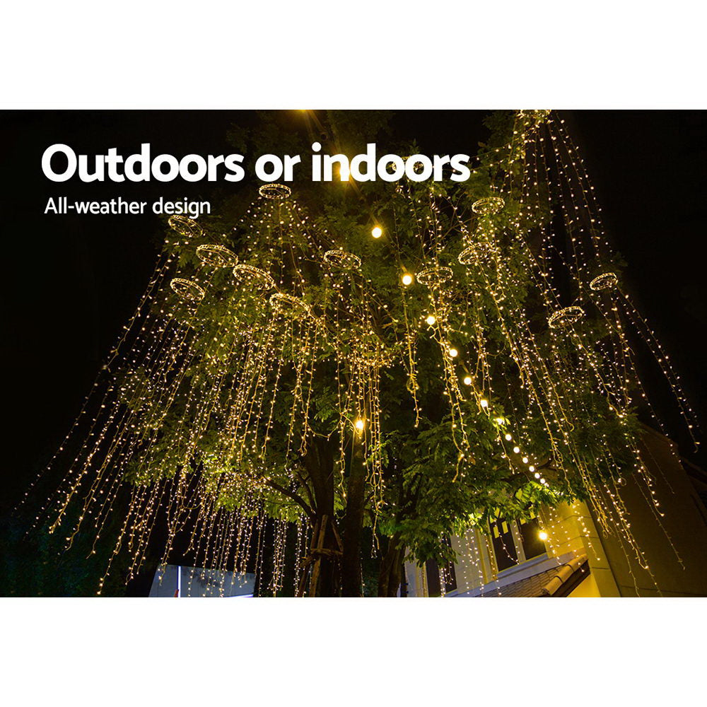 Captivating 3M LED Waterfall Fairy Lights with 480 Warm White Bulbs for Festive Celebrations