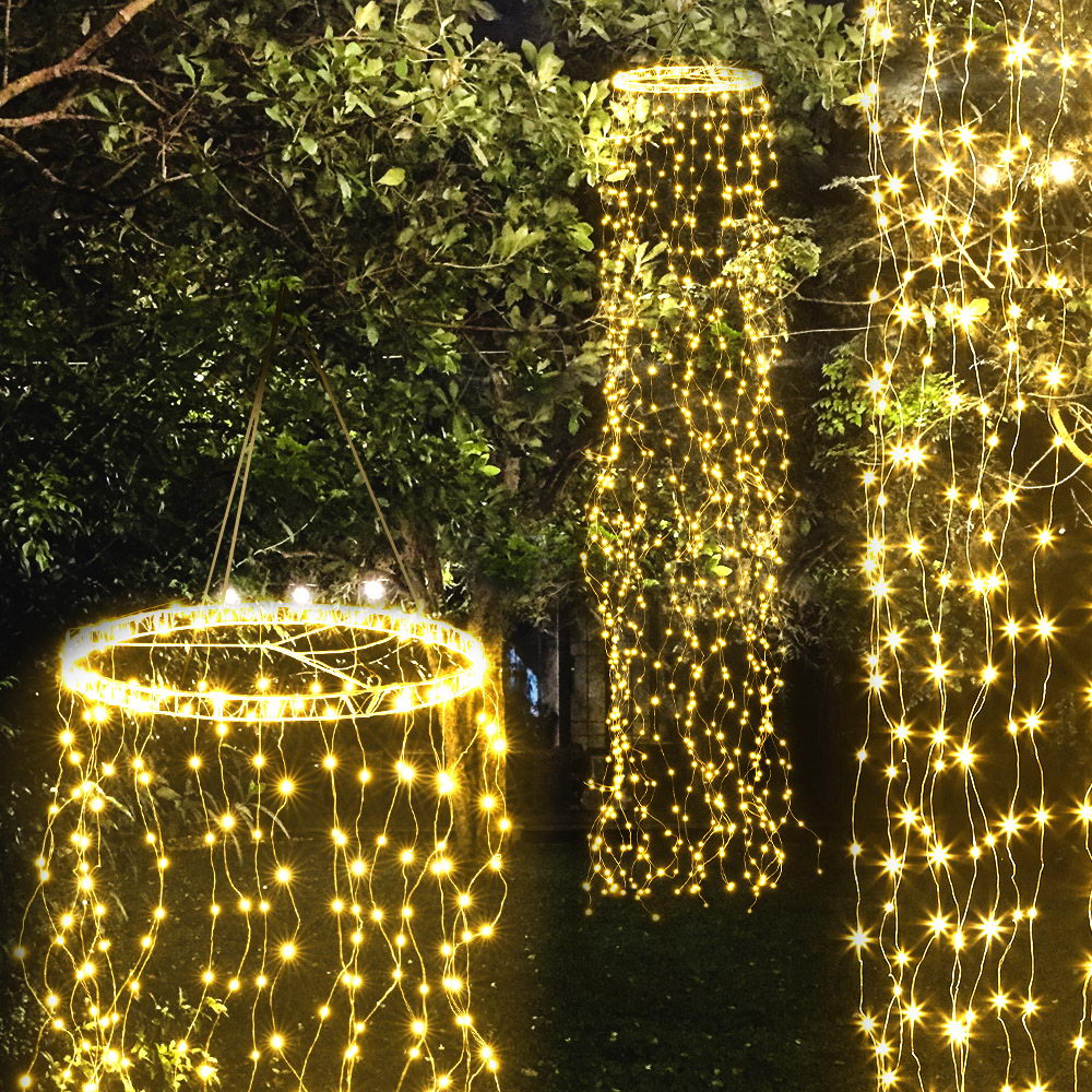 Magical Warm White LED Waterfall String Lights - 720 Bulbs for Christmas and Events