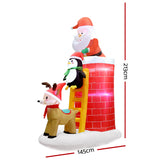 Jingle Jollys 2.1M Inflatable Santa Claus with Chimney and LED Lights for Outdoor Christmas Decor