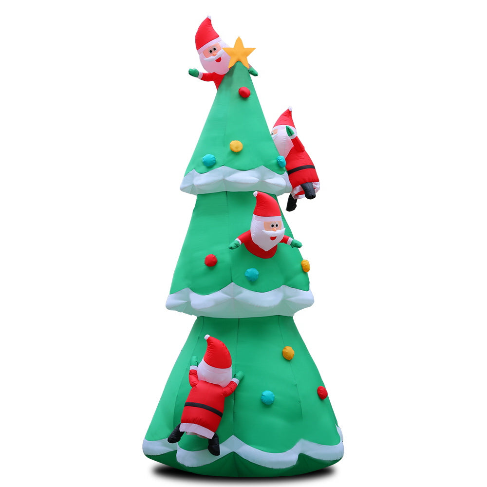 Giant 5M Inflatable Santa on Christmas Tree with LED Lights for Festive Holiday Decoration