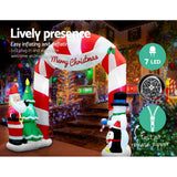 3M Inflatable Christmas Archway with Santa, Snowman & LED Lights by Jingle Jollys