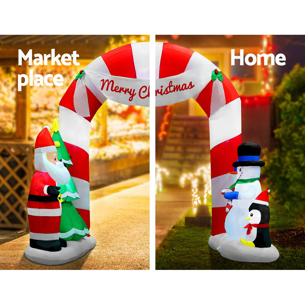 3M Inflatable Christmas Archway with Santa, Snowman & LED Lights by Jingle Jollys