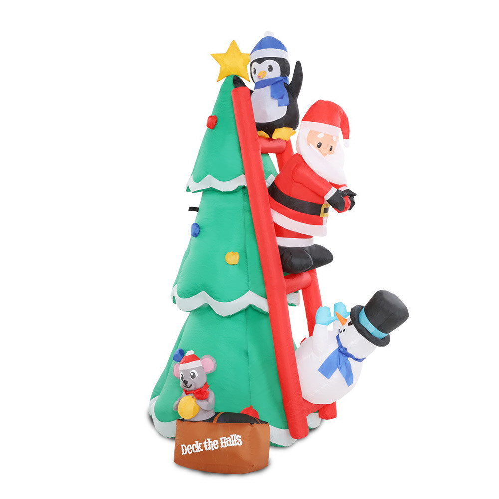 Jingle Jollys 1.8M Inflatable Christmas Tree with Santa, Penguin, and Snowman - Outdoor LED Decoration