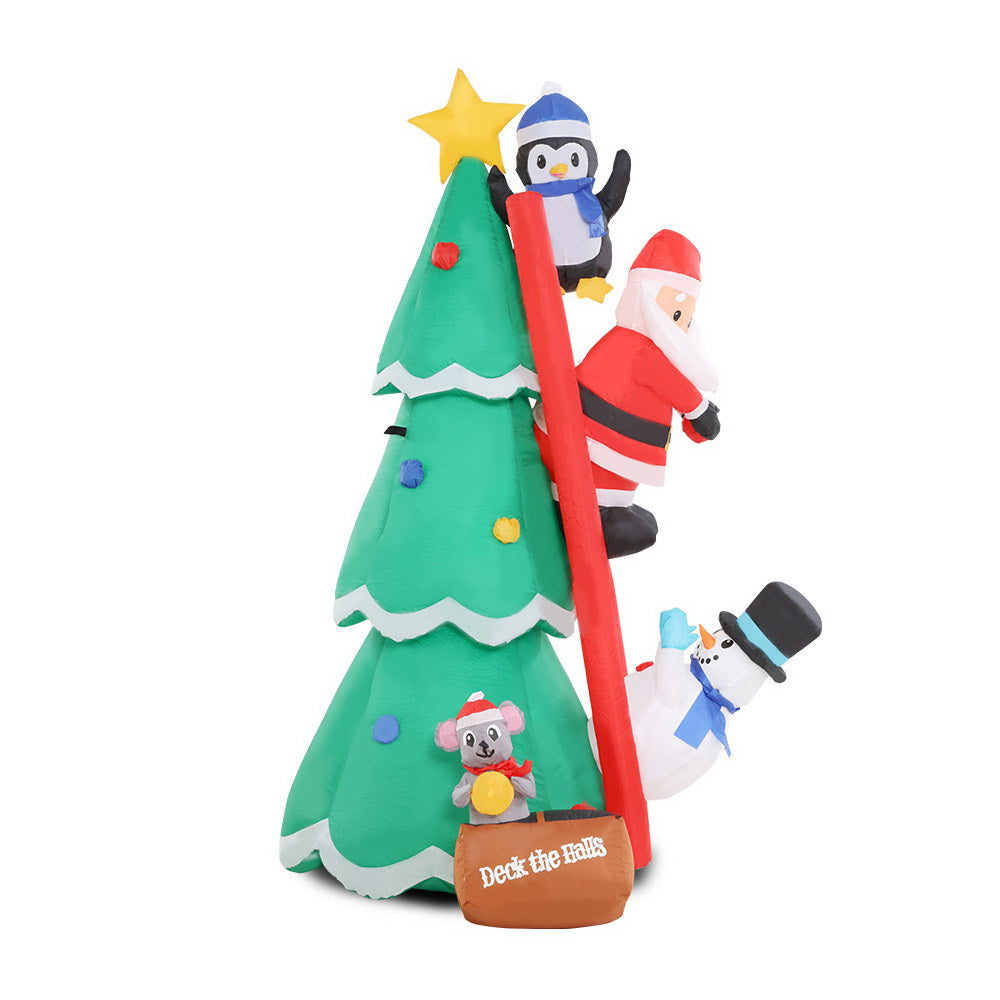 Jingle Jollys 1.8M Inflatable Christmas Tree with Santa, Penguin, and Snowman - Outdoor LED Decoration