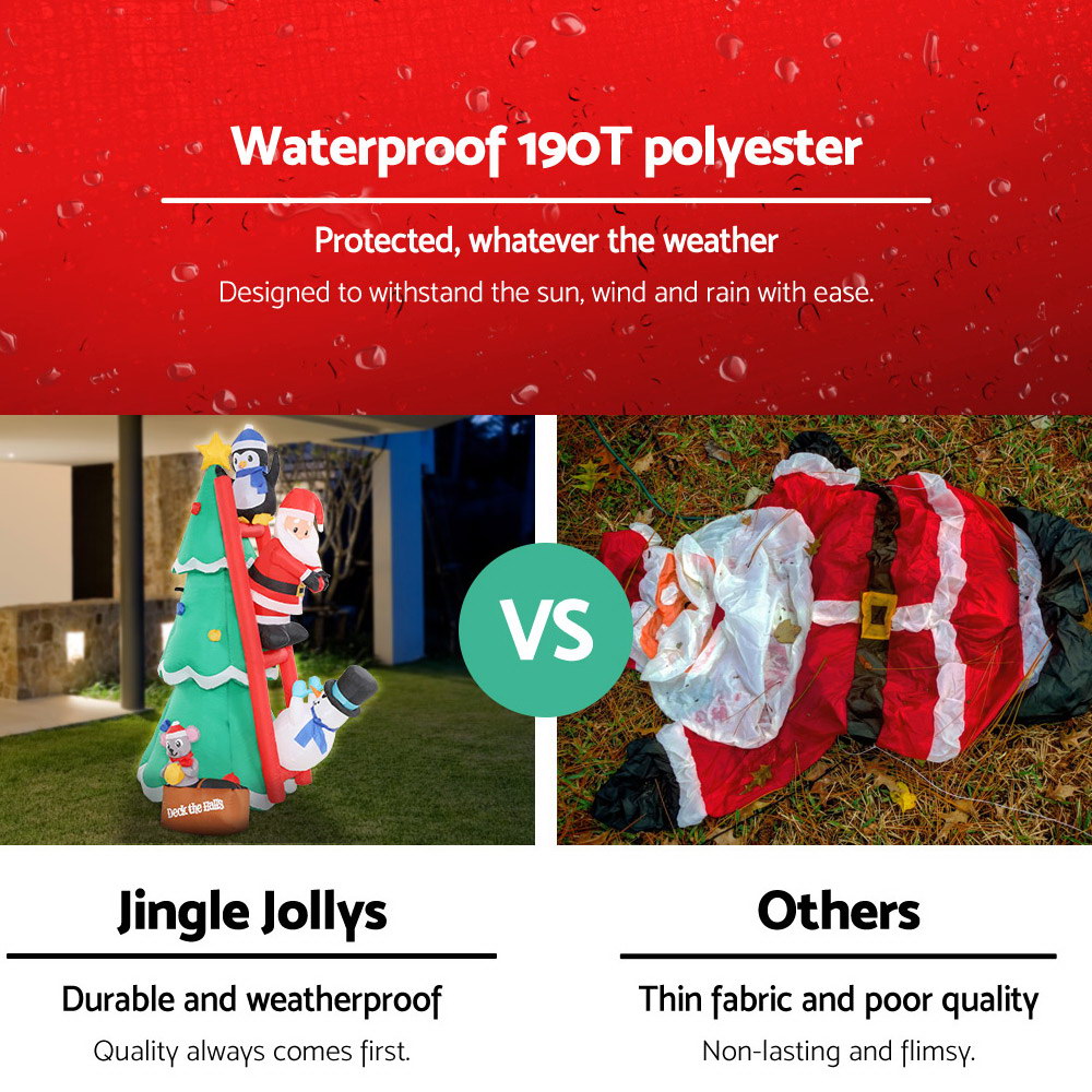 Jingle Jollys 1.8M Inflatable Christmas Tree with Santa, Penguin, and Snowman - Outdoor LED Decoration