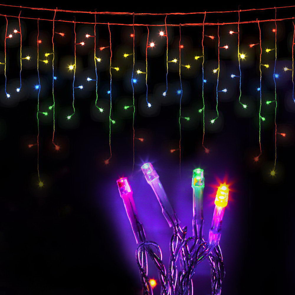 Multicolour 800 LED Christmas Icicle Lights with 8 Effects