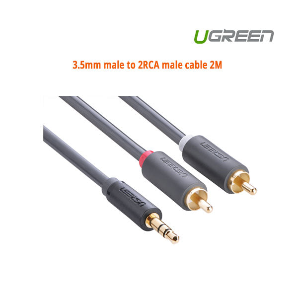 UGREEN 3.5mm Stereo to Dual RCA Male Cable - 2M (Model 10510)