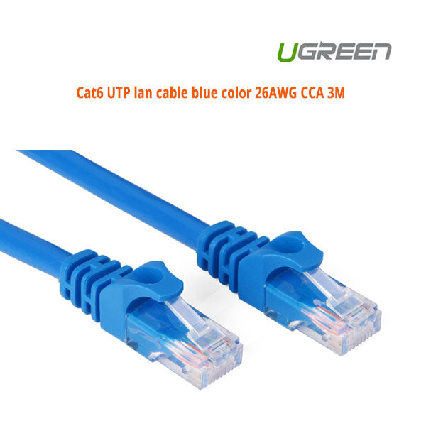 UGREEN 3M Cat6 UTP LAN Cable - Blue, 26AWG CCA for High-Speed Networking (11203)