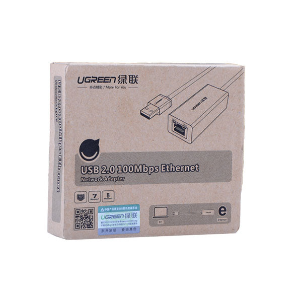 UGREEN USB 2.0 Ethernet Network Adapter - 10/100 Mbps (Model 20254)