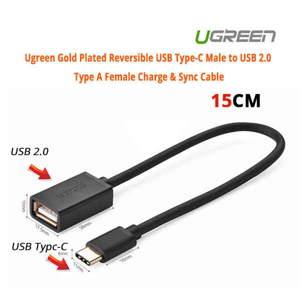 UGREEN USB-C Male to USB 2.0 Type A Female Charge & Sync Cable (Short Length)