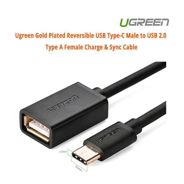 UGREEN USB-C Male to USB 2.0 Type A Female Charge & Sync Cable (Short Length)