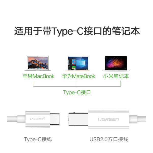 UGREEN 1.5M White Type C to USB-B Cable (Model: 40417)