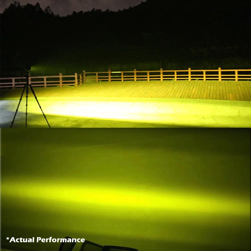 Pair of 5-Inch Yellow LED Flood Light Bars for Off-Road, Boat, and Truck Use