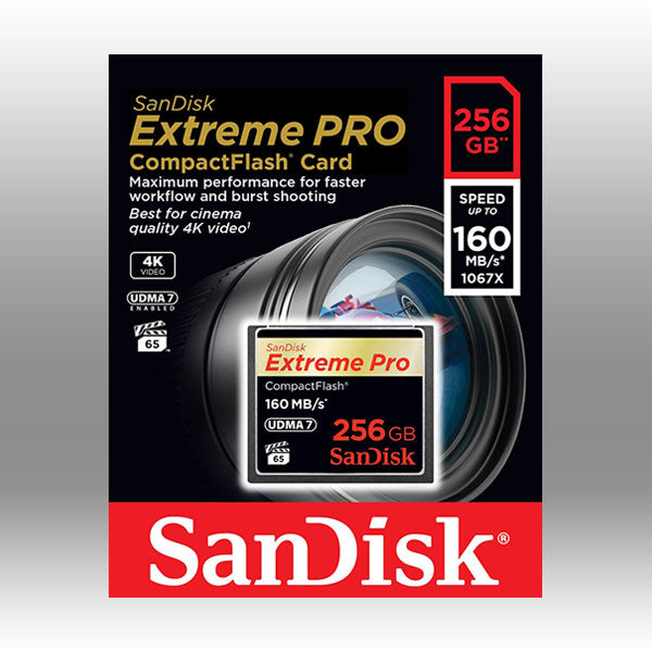 SanDisk Extreme PRO 256GB CompactFlash Memory Card - 160MB/s Transfer Speed for Professional Video and Photography